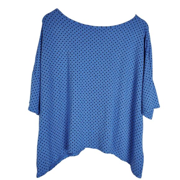 Habitat Top Drop Shoulder Textured Sz L Blue Black Round Neck Oversized Pullover - Picture 3 of 12